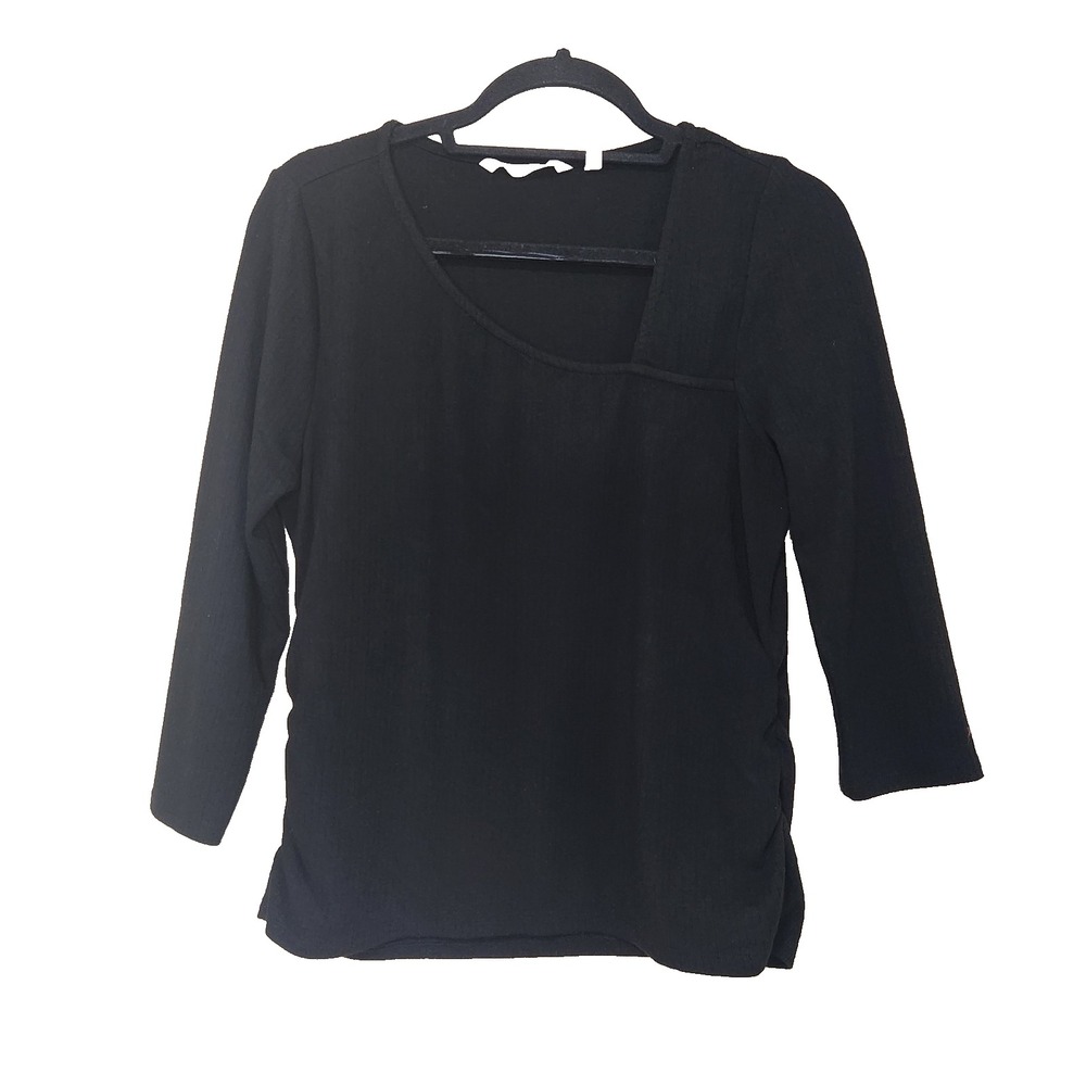 Soft Surroundings A Symmetrical Black Ribbed Sweater Womens Size Large